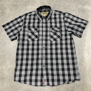 Dixxon Flannel Company Form and Function L Black Gray Plaid Bamboo Poly Shirt